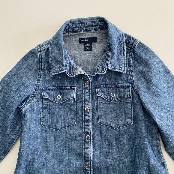 Baby Gap Blue Chambray Western Snap-Front Long Sleeves Shirt Size 4 - Picture 3 of 10